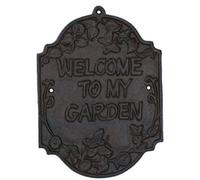 AB Tools Welcome To My Garden Cast Iron Sign Plaque Door Wall House Gate Fence
