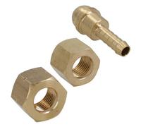 AB Tools Welding Gas Hose Connector 1/4 Hose Tail With 3/8 Bsp Rh + Lh Thread Nuts 2Pc
