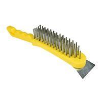 AB Tools Wire Cleaning Removal Brush 5 Row Steel Bristles Plastic Handle And End Scarper