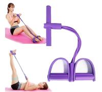 Ab Training Auxiliary Device with Bands, Sit up Fitness Equipment, Pedal Resistance Band with Handle, 4/6 Tube Pedal Ankle Puller, Home Gym Exercise Equipment for Women and Men (6 tubes,purple)