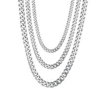 AB Viking Crafts High-Quality Stainless Steel Curb Chain Cuban Chain Colour Silver, Thickness 3/5/7 mm, Length 18/21/23/45/50/55/60/70 cm in Gift Box, Lifestyle HipHop Punk Rock, Breite 5 mm Länge 21