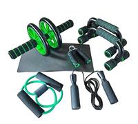 Ab Wheel Exercise Set With I-Shaped Push Up Stands Abdominal Trainer Hand Gripper Home Gym Equipment 4pc 5pc(5pc set Green)