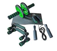 Ab Wheel Exercise Set With I-Shaped Push Up Stands Abdominal Trainer Hand Gripper Home Gym Equipment 4pc 5pc(4pc set Green)