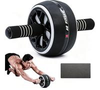 AB Wheel Roller, Exercise Abdominal Wheel Fitness for Gym & Home, Work-out Strength-Training Equipment with Knee Pad, Black