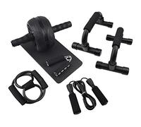 AB Wheel Roller Kit Abdominal with Push-Up Bar Jump Rope Hand Gripper Spring Exerciser Knee Pad Home Gym Workout Equipment for Fitness Training