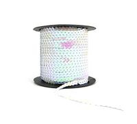 AB White 6mm Sequin Trimming Flat Round Strung Sequins String Costume Dressmaking Craft (3 Meters)