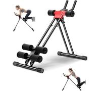 Ab Workout Equipment, Adjustable Ab Machine for Home Gym with 5 Heights & LCD Monitor 150kg Capacity Foldable Core Strength Training Equipment for Home Fitness, Ab Crunch Coaster (Black)