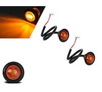 AB1 flexzon 12V LED Amber Orange Side Marker Lights X2 Button Indicator Outline Car Van Bus