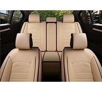 AB1 FULL SET BLACK BEIGE RED Car Seat Covers Universal Deluxe Waterproof PU Leather Dog Pet Protectors Cushion Adjustable Removable Auto Seat Cushions Padded (Beige)