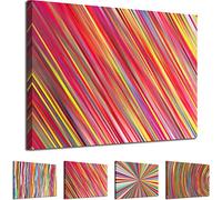 AB1435 WOYW Framed Canvas Print - A Modern Wall Art - Abstract Picture - Colour Options - Blur Multicoloured Rainbow Stripe Pattern - Living Room & Home Decor with Easy Hang Guide (60x90)