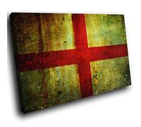 AB143B Framed Canvas Print Colourful Wall Art - St George Cross England Flag - Modern Abstract Living Room Piece Home Decor Interior Design Easy Hang Guide (45X30CM)
