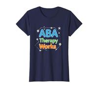 ABA Therapy Works: Autism Support Professionals T-Shirt, Women, Navy, XXL