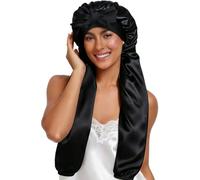 Ababalaya Double Layer Satin Bonnet for Sleeping, No Slip Extra Long Hair Bonnet for Braids, Locs, Curly Hair