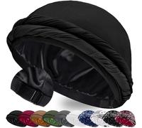 Ababalaya Upgraded Satin Lined Halo Turban Durag for Men &Women Sleeping Bonnet PRE-Tied Headwraps for Hair Loss, Black, M-XL