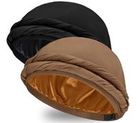 Ababalaya Upgraded Satin Lined Halo Turban Wave Cap, Black/Khaki, M-XL
