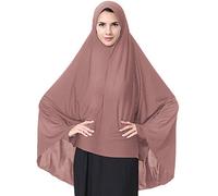 Ababalaya Women's Elegant Modest Muslim Islamic Ramadan Soft Lightweight Jersey Hijab Long Scarf,Dark Pink,L