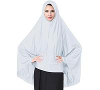 Ababalaya Women's Elegant Modest Muslim Islamic Ramadan Soft Lightweight Jersey Hijab Long Scarf,White,XL