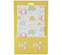 Abacus 10007A"Elephant Fun" Gift Wrap Pack with 2 Sheets/Strung Tags FULLY RECYCLABLE, 500mm x 700mm