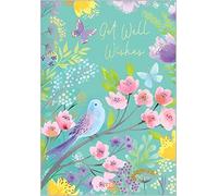Artistic Female Get Well Soon Card (ABA-11700) - Bird on Blossom Branch - Pretty Foil Finish - Greeting Card for Her From Abacus Cards