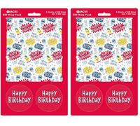 Abacus Cards 08772A "Birthday Monsters" Gift Wrap Pack with 2 Sheets & 2 Tags - Plastic Free & Fully Recyclable (Pack of 2)