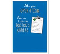 Abacus Cards After your Operation Get Well Card - Get Well Soon Card with Doctor's Orders Checklist Design and Foil Details - Get Well Card for Men or Women