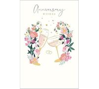 Abacus Cards - Anniversary Card, Champagne Flutes Design with Floral Details