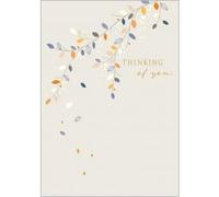 Abacus Cards Artistic Sympathy 'Thinking of You' Greeting Card - Falling Leaves - From The Nicola Evans Range - With a Rose Gold Foil Finish