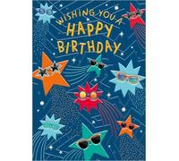 Abacus Cards Birthday Card for Boys - Cool Stars Design - Embossed Finish - Premium Greeting Card with Envelope