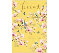 Abacus Cards Birthday Card for Friend - Pretty Floral & Birds Design - Embossed Foil Finish - Birthday Greeting Card for a Lovely Friend - For Women