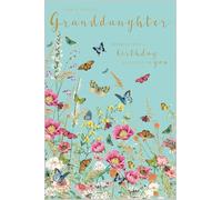 Abacus Cards Birthday Card for Granddaughter - Pretty Floral Butterfly Design - Embossed Foil Finish - Birthday Greeting Card for a Special Granddaughter - For Her