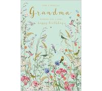 Abacus Cards Birthday Card for Grandma - Pretty Floral & Birds Design - Embossed Foil Finish - Birthday Greeting Card for a Special Grandma