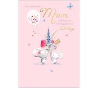 Abacus Cards Birthday Card for Mum - Cute Floral Mouse Design - Embossed Foil Finish - Pretty Birthday Greeting Card for My Lovely Mum - For Her
