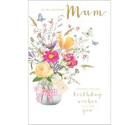Abacus Cards Birthday Card for Mum - Pretty Floral Bouquet Design - Embossed Foil Finish - Birthday Greeting Card to my Amazing Mum - For Her