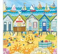 Abacus Cards Blank Card for Men or Women - Lovely Coastal Beach Huts Design - Premium Greeting Card with Envelope - Suitable for Birthdays & Other Occasions - Eco-Friendly & Recyclable