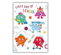 Abacus Cards First Day of School Card - Colourful 'Have Fun' Shape School Children Design - Good Luck Card for Boys and Girls - Embossed Finish