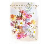 Abacus Cards Floral Anniversary Wishes Greeting Card, Beautiful Mixed Bouquet Design