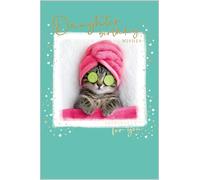 Abacus Cards Funny Birthday Card for Daughter - Amusing Spa Cat Design - Embossed Foil Finish - Cute Birthday Greeting Card for Her