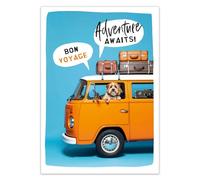 Abacus Cards Funny Bon Voyage Card, Dog & Campervan Design