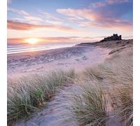 Abacus Cards General Male/Female Blank/Birthday Card - Bamburgh Beach Castle & Sand Dunes - Eco-Friendly & Recyclable - From the BBC Countryfile Range