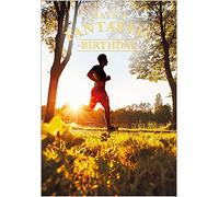 Abacus Cards General Male 'Happy Birthday' Card - 'Man Running in Park' - Foil and Embossed Finish - for Him - The Graphite Range
