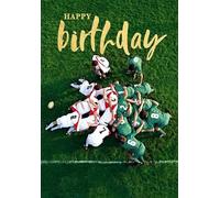 Abacus Cards Male Birthday Card - General Card for Men/Boys - Rugby Scrummage with Embossed Gold Foil - Eco-Friendly & Recyclable