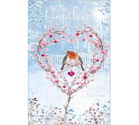Abacus Cards One I Love Christmas Card - Christmas Cards with Romantic Robins and Love Heart Design with Special Finish - Eco-Friendly Single Xmas Cards with Envelope