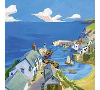 Abacus Cards Open Artistic Blank Greeting Card - 'Cream of Cornish' - Lovely Painting of Harbour Town - From The Birchwood Range - Suitable for Birthdays, Anniversaries and Other Occasions