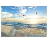 Abacus Cards Sympathy Card - Seagulls and Waves Seascape Embossed with a Foil Finish - Eco-Friendly and Recyclable