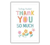 Abacus Cards Teaching Assistant Thank You Card - Artistic 'Thank You So Much' Floral Butterfly Design - Embossed Finish