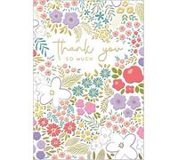 Abacus Cards Thank You Card - Pastel Flowers Print Embossed with a Foil Finish - Eco-Friendly and Recyclable
