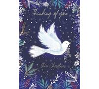 Abacus Cards Thinking of You Christmas Card - White Dove and Olive Branch with a Foil Finish - Eco-Friendly and Recyclable