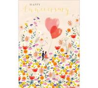 Abacus Cards Wedding Anniversary Card - Couple in Flower Meadow Embossed with Foil - Eco-Friendly & Recyclable