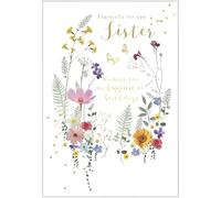 Abacus Female Relation "Happy Birthday" Greeting Card - From The Belgravia Range - Embossed With A Gold Foil Finish (Sister)