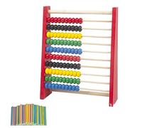 Abacus for Kids Counting Toys,Wooden Abacus Maths Toys,Wooden Counting Tool,Kids Learning Toy Wooden Abacus,Abacus Calculation Frame,with 100PCS Counting Sticks,Suitable for Early Preschool Education